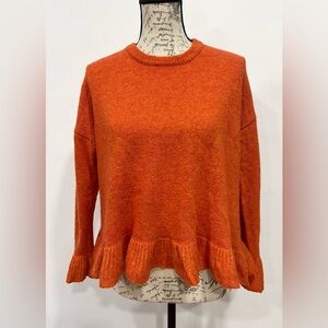 THML Ruffle Trim Wool Blend Fall Sweater Medium